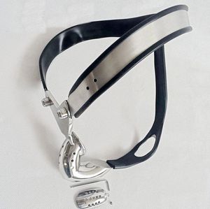 Dispositivo de Castidad masculina EMCC, cinturón de acero inoxidable, modelo T, cintura curva ajustable con jaula para pene, Juguetes sexuales BDSM para hombres