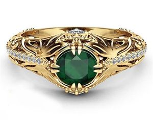 Emerald Color 14K Gold Ploated Ring For Woman Men Betrokkenheid Wedding Ring4406743
