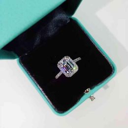 Anel esmeralda corte 2ct diamante cz 925 prata esterlina promessa noivado anéis de banda de casamento para mulheres pedras preciosas festa joias presente4316455