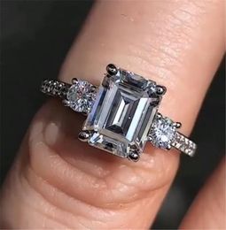 Emerald Cut 4CT Lab Diamond Ring 100 Original 925 STERLING SIGNEMERS MINED BANG Rings for Women Party Jewelry8930203