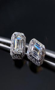 Emerald Cut Moissanite Diamond Stud Earring 100 Real 925 sterling zilver Belofte Bruiloft Oorbellen voor Vrouwen Bruids Jewelry1812660