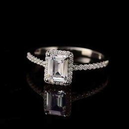 Emerald Snijden Moissanite Ringen Luxe S925 Zilveren Bruiloft Sieraden Wit D Kleur 1-2CT Carat Diamond Substituut