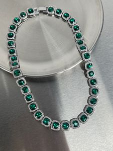 Emerald Full Diamond Rock Sugar Necklace for Heren Trendy Europese en Amerikaanse hiphop high-end Street Collarbone Chain voor mannen en vrouwenaccessoires