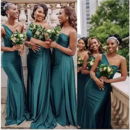Emerald Green Country Style Wedding Bruidsmeisje Jurken Spandex Satin Mermaid Bridesmeisje jurken Party Prom Robe