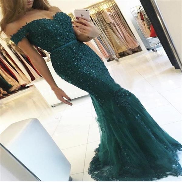 Vert émeraude Élégant Appliques Robes De Soirée 2019 Robe De Soirée Perlée Cristal Robes De Bal Dos Nu Sweatheart Sirène Robe 314z