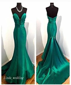 Smaragdgroene avondjurk elegante zeemeermin lieverd satijn lange rugloze vrouwen dragen prom night party jurk6537908