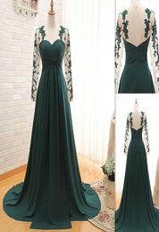 Emerald Green Prom -jurken 2018 Lange mouwen echte pos aline kralen Speciale gelegenheid feestjurken Sweetheart jurk voor vrouwen Ele1139798