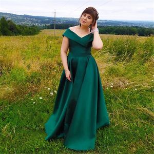 Vert émeraude robes de bal longue élégante épaules nues robe en Satin femme soirée pas cher grande taille robe de princesse femme