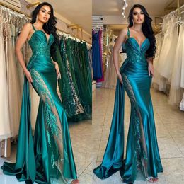 Emerald Green sexy prom jurken illusie zijparen s avonds jurken ploegen Formele rode loper lange speciale OCN -jurk