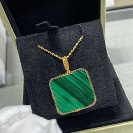 Emerald Hanger Ketting Dames Vintage Malachiet Groene Jade Klaver Hanger 18K Vergulde Ketting Eenvoudige Klassieke Sieraden