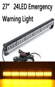 Lumières de secours 12V 24 LED voiture camion barre lumineuse stroboscopique balise d'avertissement lampe de toit étanche éclairages de danger Amber8316946