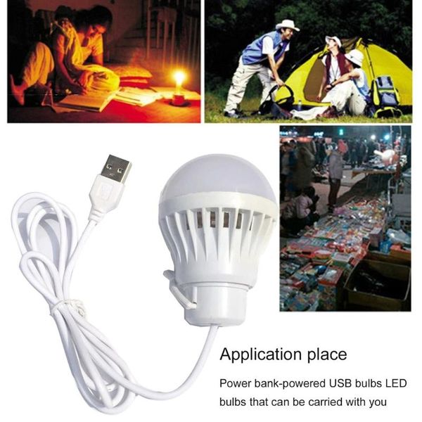 Luces de emergencia LED Linterna Lámpara portátil para acampar Mini bombilla 5V USB Power Book Light Lectura Estudiante Mesa de estudio Super Birght