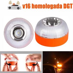 Lumières d'urgence V16 LED DGT Lumière SOS Homologada Signal Approuvé Flash Lampe de sécurité Avertissement Ambre Blanc Stroboscope Accident de la route