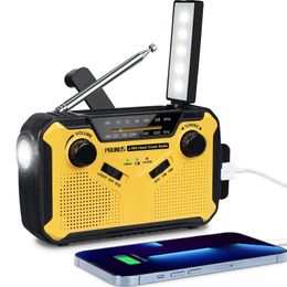 Noodradio AM/FM draagbare radio Solor Handslinger USB AA-batterijen Oplaadbare zaklamp Leeslamp SOS-alarm voor noodgevallen 240102