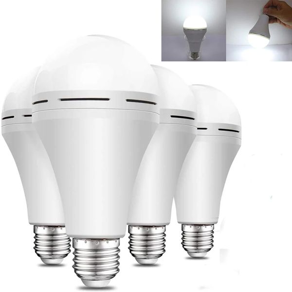 Ampoules rechargeables d'urgence 110 V 220 V E27 LED Smart Light 7/9/12/15 W Les lampes à économie d'énergie maintiennent l'éclairage pendant les pannes de courant en camping
