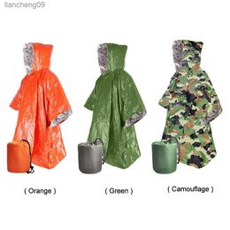 Emergency Survival Regenponcho Thermische Survival Ruimte Deken Thermische Regenjas Warmte Reflecterende Waterdicht voor Tent Camping L230620