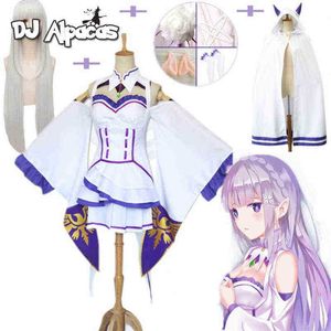 Emilia jurk re nul cosplay sets pruik vrouwen cosplay jurk Emilia cosplay kostuum anime re nul beginnen te leven in een andere wereld j220720