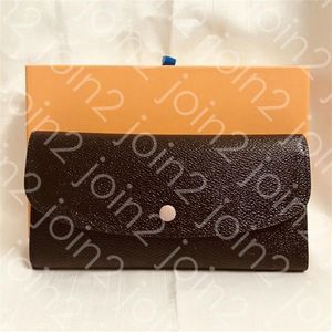 Emilie Wallet Fashion Womens Button Long Wallet Card Pouche Round Coin Purse Brown Brown Brown Toile Box Box High Quality Box Dust B288A