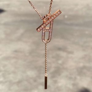 Emma's kwastje varkensneus ketting 925 sterling verzilverd 18k roségoud volledige diamant Q trui kettinghanger