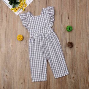 Emmababy Girl Jumpsuits 6m-5y Toddler Kid Baby Girl Plaid Romper Jumpsuit Playsuit Sunsuit Deskleding G220521