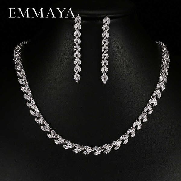 Emmaya élégant marque argent couleur strass Zircon boucles d'oreilles colliers pour femmes demoiselles d'honneur mariage croix ensemble de bijoux H1022