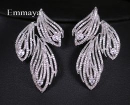 Emmaya élégant feuille en forme de zircon cubique cristal mariée longues boucles d'oreilles de luxe bijoux de mariage pour les mariées cadeau de fête CX2006062592917