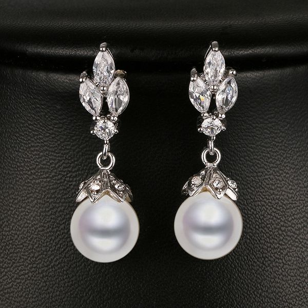 Emmaya – boucles d'oreilles en forme de Marquise, en perles Cz, couleur or blanc, pour mariage, beau cadeau, nouvelle collection