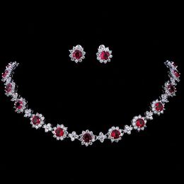 Emmaya luxe kubieke zirkoon kristal bruids sieraden sets ketting oorbellen sets voor vrouwen bruiloftsfeestje sieraden 240410