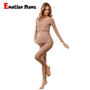 Émotion mamans pyjama d'allaitement coton à manches longues pyjamas de maternité ensemble vêtements de nuit vêtements de nuit pyjamas de grossesse automne 240119