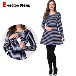 Emoción Moms Algodón Spring Long ropa larga lactancia tops de lactancia para mujeres embarazadas camiseta maternidad l2405