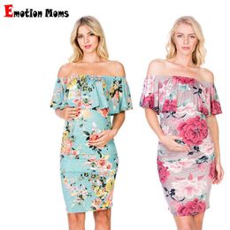 Émotion mamans robes de maternité hors épaule robes de grossesse Floral femmes robe été robe enceinte G220309