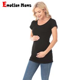 Émotion mamans d'été enceinte tshirt maternité tops femmes chemise de grande taille vêtements de couleur solide librèle l2405