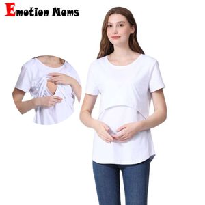 Emotion Moms Summer T-shirt Big Size korte mouw stretch katoenen tops borstvoeding geven losse kleding voor zwangerschapsvrouwen L2405
