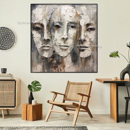 Emotie Ol schilderij 100% handgemaakte grote vrouw gezicht textureerde textureerde moderne canvas schilderen abstract muur decor woonkamer kantoor kunst als beat cadeau