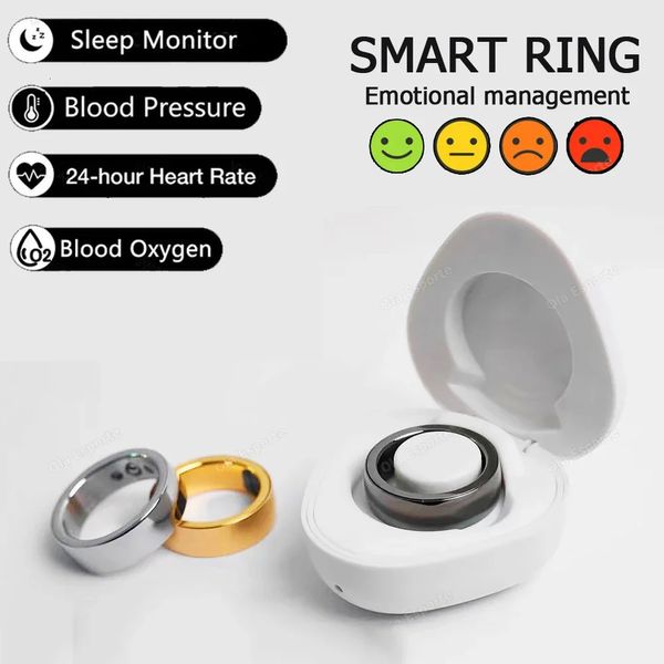 Emoción Smart Ring Health Monitor Hombres Mujeres Termómetros Presión arterial Velocidad cardíaca Monitor de sueño IP68 Implaz del agua para iOS Android 240414