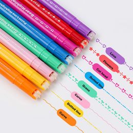 Benadruk de belangrijkste punten Non-Slip Assorted Colors Grass Patroon Curve Line Highlighter Pen Painting Supplies