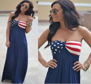 Empire American Flag Casual Dresses Patriotic American Flag Maxi Drand Summer 4 juli Vrouwen zomer Boho Beach Dress3643140