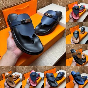 Empire Designer Sandales pour hommes en cuir classique en cuir brun noir tongs sandles manneurs talons plats d'été chaussures de marche de promenade les pantoufles de luxe mules taille 38-46