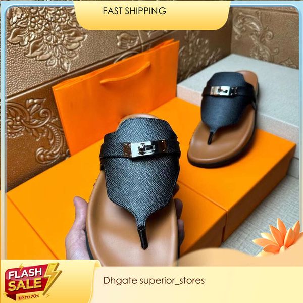 Empire Designer Sandals for Mens Classic Leather Flip Flip Sandles Man Heels Flat Beach Walk Zapatos Sluys Sluys Mulas de lujo Tamaño 38-46 24SS