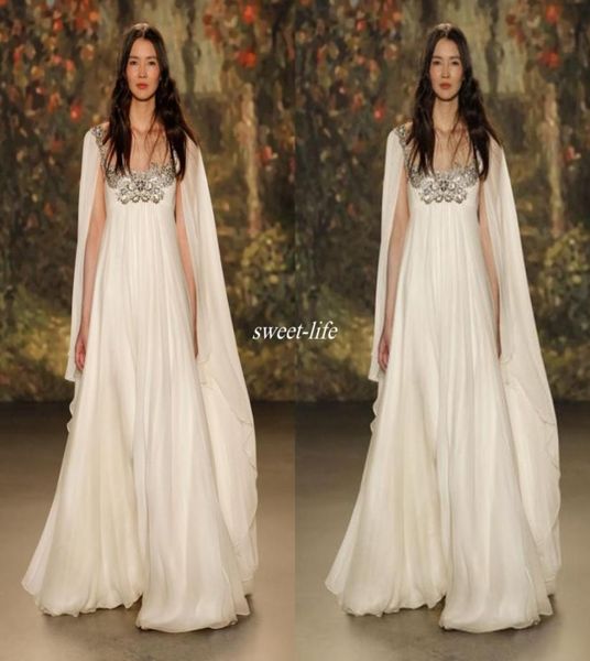 Empire Winist 2019 Maternity Beach Long Wedding Vestidos de boda con cuello de cuello Chiffon de gran tamaño Boho Boho Bridal Gowns Jenny PA2112657