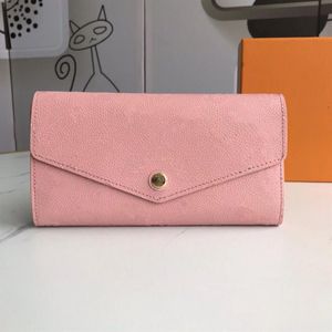 Empreinte lederen envelop type Sarah Wallets Tassel Zipply munt portemonnee 4 kleuren roze rood zwarte bordeaux mode billfold bloem im270f