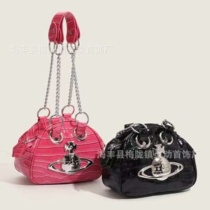 Empress Dowager Saturne Element Spicy Girl Chain Sac Bowling Ball Under Arm Small Round Bag Womens New Unique One épaule Crossbody Sac