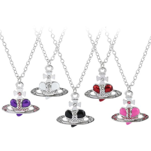 Impératrice douairière Vivian peinture cuite flash diamant collier amour strass pendentif collier accessoires