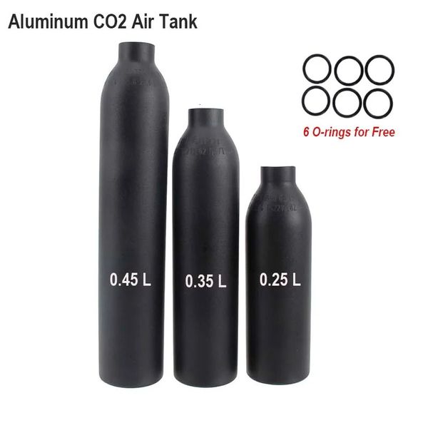 Vide 0,45/0,35/0,25 L en aluminium CO2 réservoir d'air sécurité anti-déflagrant haute pression bouteille de paintball remplissage réservoir cylindre M18 * 1,5 240304