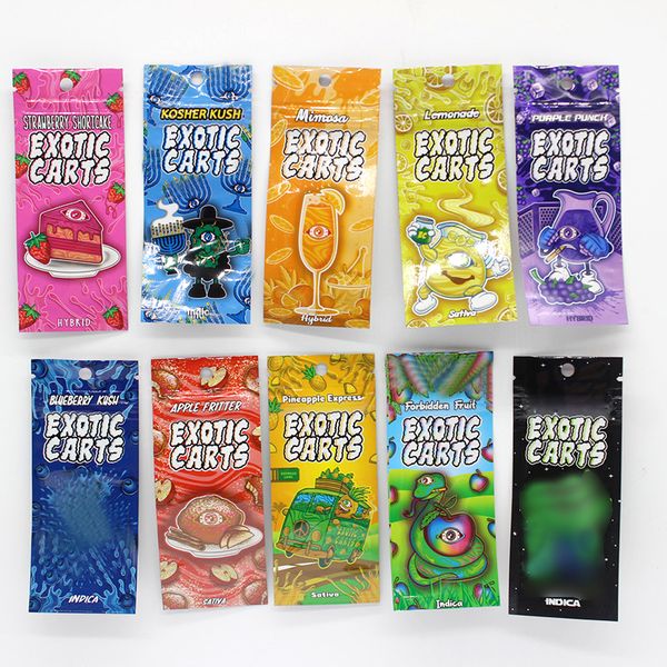 Vide 10flavors chariots exotiques emballage sac ziplock sac sacs en plastique refermable 1 un gramme 5x12 cm pour 1,0 ml 510