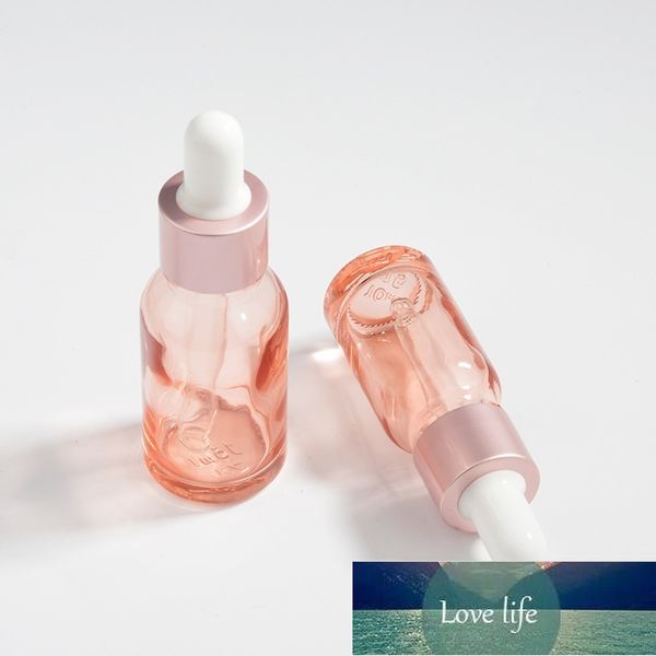 Vide 10 ml 15 ml 30 ml flacon compte-gouttes en verre rose avec pipette bouteilles d'huile essentielle rechargeables flacons cosmétiques en gros 20 pièces prix d'usine conception experte qualité