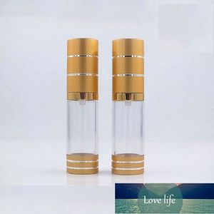 Lege 15 ml essence sample airless fles goud navulbare make-up verpakking cap met snijlijn draagbare emulsie airless fles fabriek prijs expert ontwerp