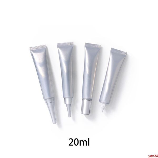 Vuoto 20g Argento Bottiglia cosmetica Alluminio Plastica 20ml Crema per gli occhi Tubo morbido Contenitore per imballaggio da viaggio ricaricabile Spedizione gratuitagood qtys