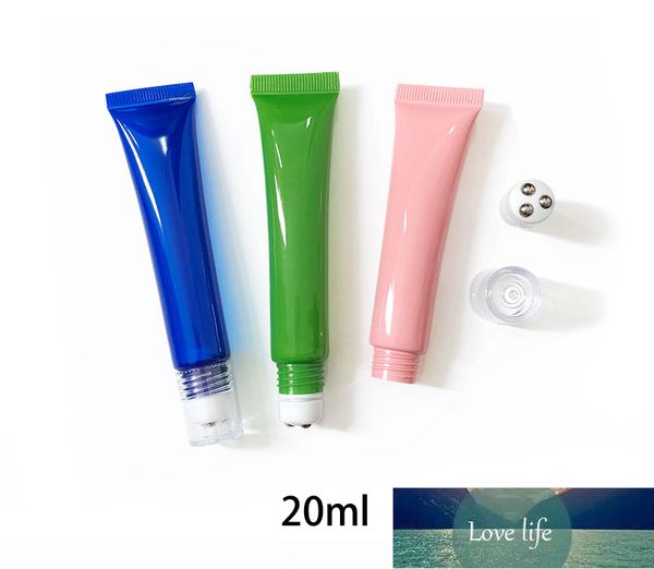 Vide 20 ml rouleau sur bouteille maquillage parfum crème pour les yeux Massage huile essentielle rouleau conteneur rose blanc vert bleu gratuit