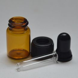 Lege 2ml Amber hervulbare parfumfles voor essentiële oliën glazen druppelaar fles mini-injectieflacon x 300 stks